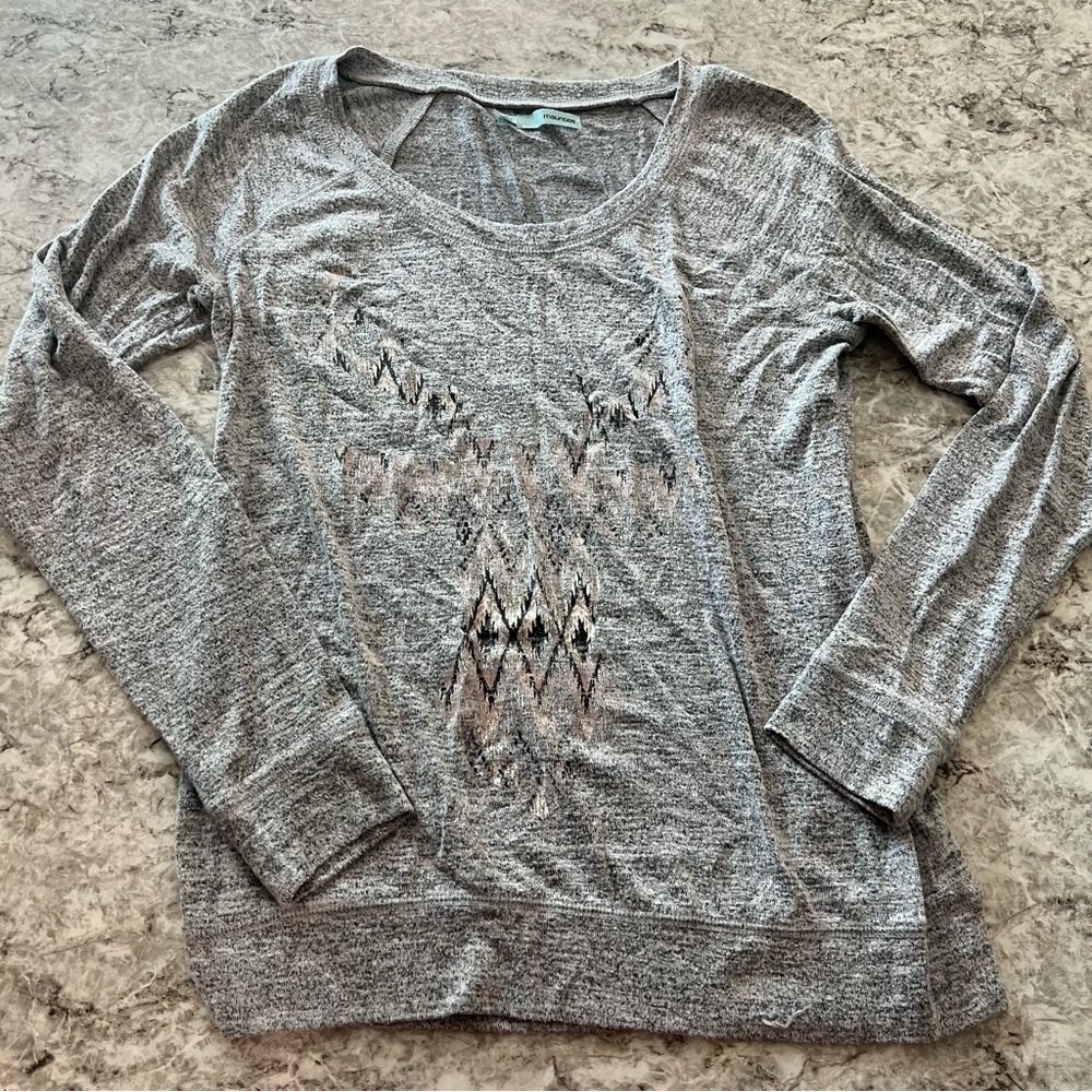 Maurices deer shirt grey long sleeve size medium comfy cozy